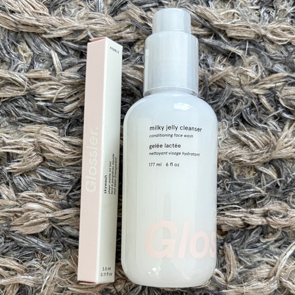 New ! Glossier Milky Jelly Cleanser + Skywash Lid Tint - Pebble, Combo Gift Set💝 - Picture 1 of 7
